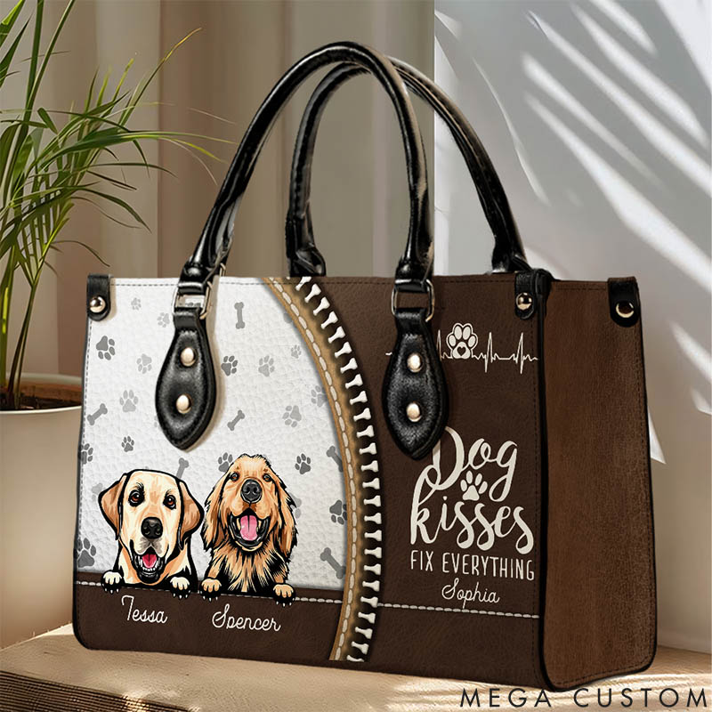 Personalized Dog Lover Dog Kisses Fix Everything Tote Bag