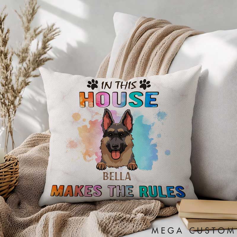 Personalized Dog Lover Dog Makes Rules Throw Pillows