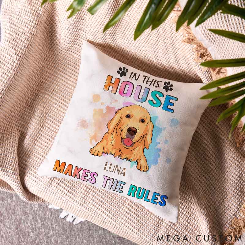 Personalized Dog Lover Dog Makes Rules Throw Pillows