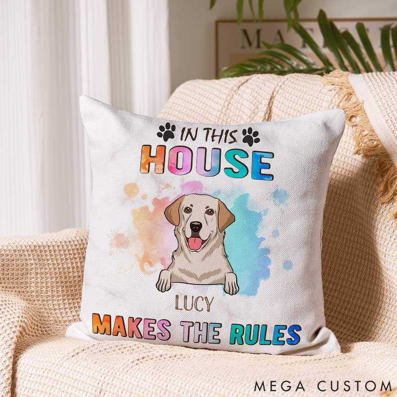 Personalized Dog Lover Dog Makes Rules Throw Pillows