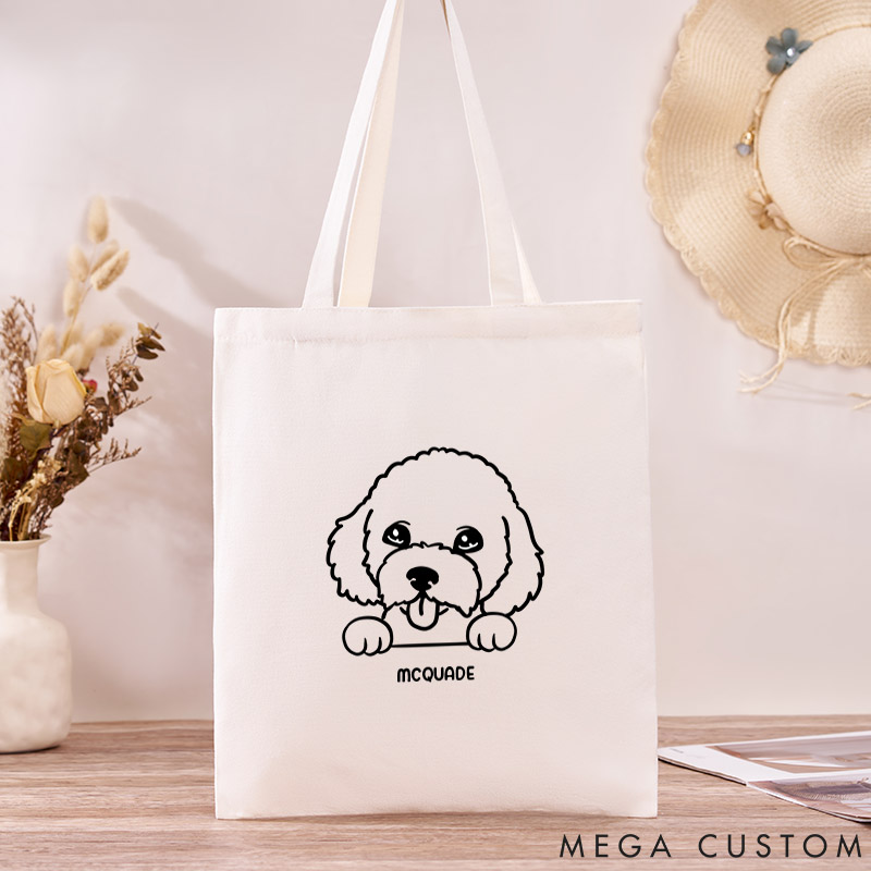 Personalized Dog Lover Dog Mom Canvas Tote Bag