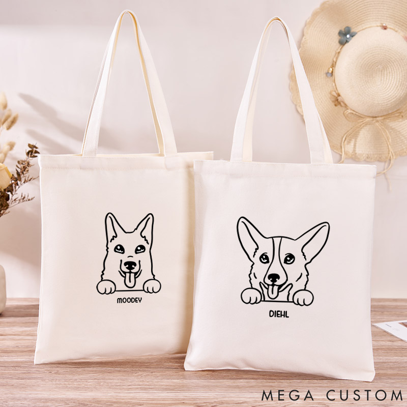 Personalized Dog Lover Dog Mom Canvas Tote Bag