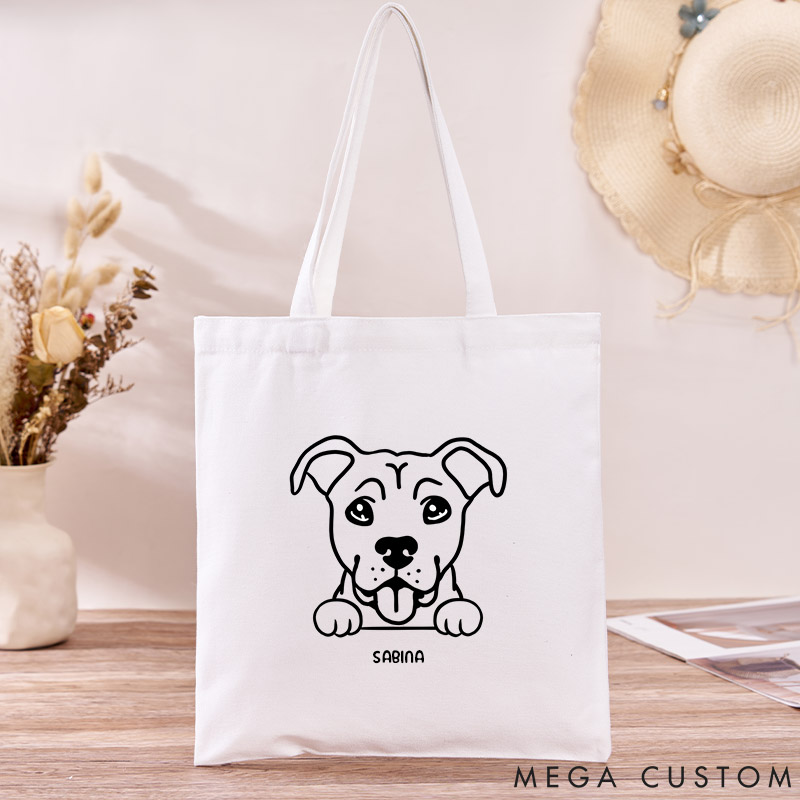 Personalized Dog Lover Dog Mom Canvas Tote Bag