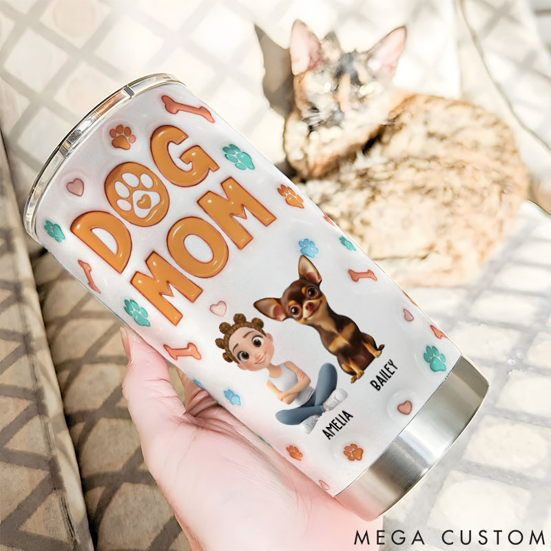 Personalized Dog Lover Dog Mom Chibi 20oz Tumbler