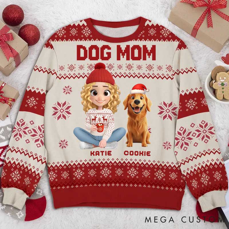 Personalized Dog Lover Dog Mom Christmas Ugly Sweatshirt