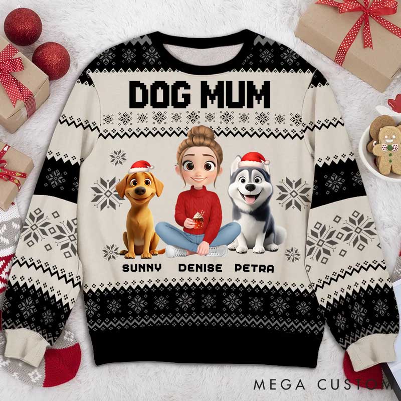 Personalized Dog Lover Dog Mom Christmas Ugly Sweatshirt