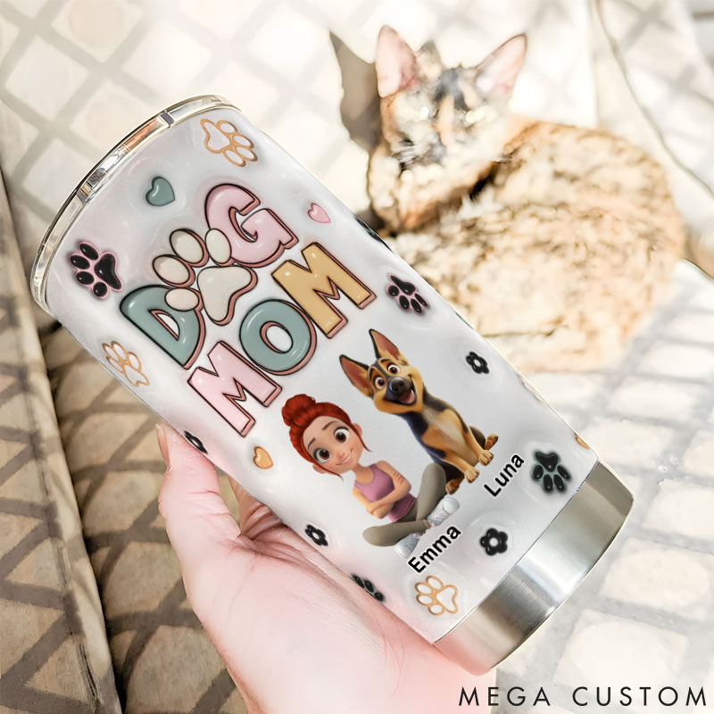 Personalized Dog Lover Dog Mom Flower 20oz Tumbler