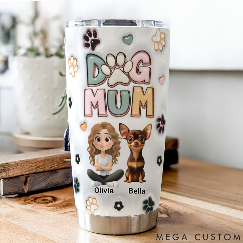 Personalized Dog Lover Dog Mom Flower 20oz Tumbler