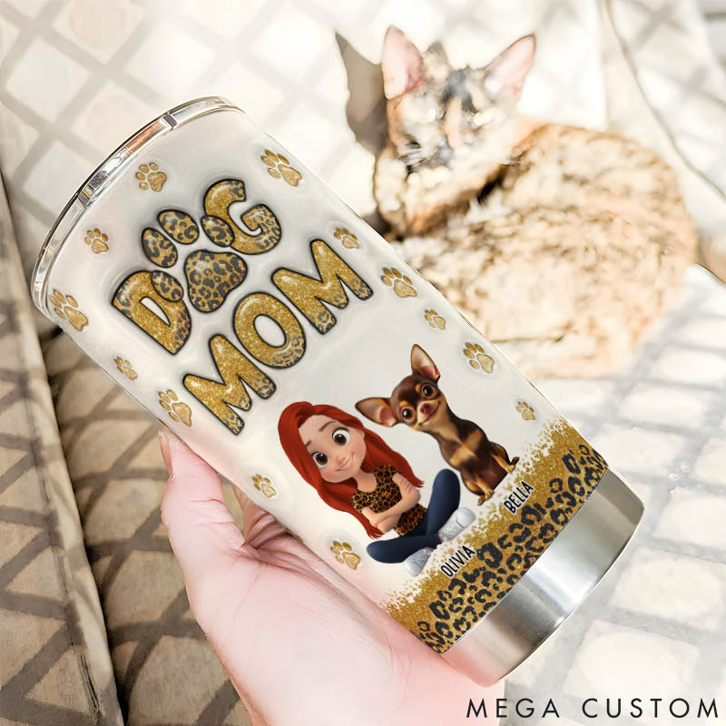 Personalized Dog Lover Dog Mom Leopard 20oz Tumbler