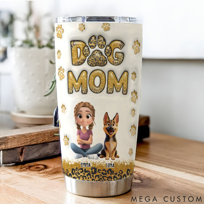 Personalized Dog Lover Dog Mom Leopard 20oz Tumbler