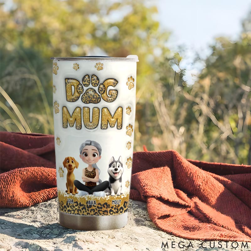 Personalized Dog Lover Dog Mom Leopard 20oz Tumbler