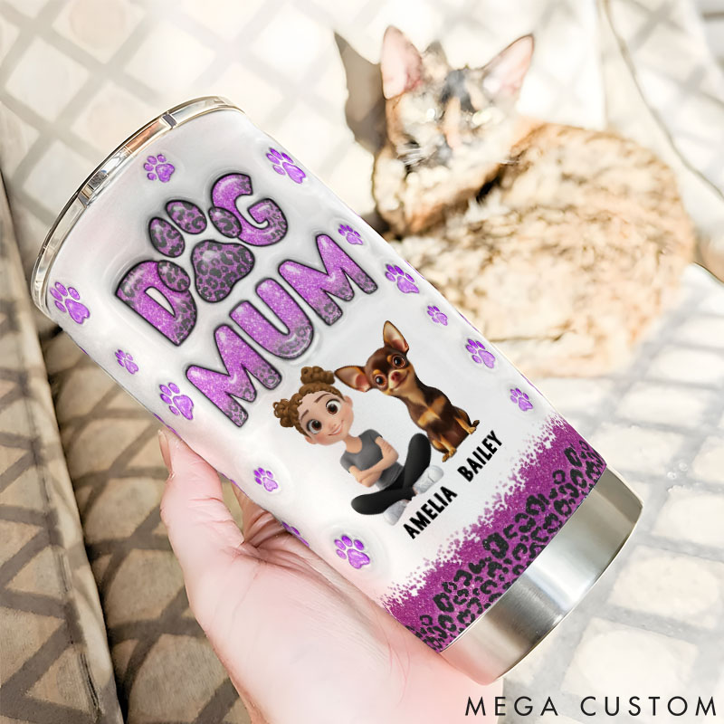 Personalized Dog Lover Dog Mom Leopard Version 20oz Tumbler