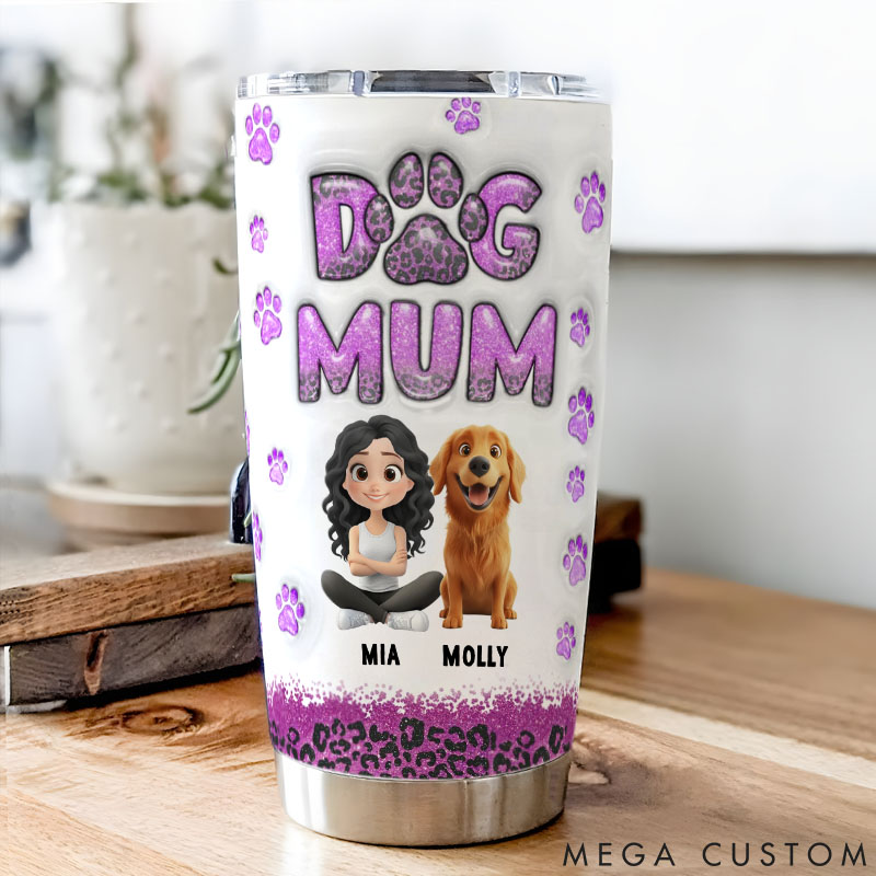 Personalized Dog Lover Dog Mom Leopard Version 20oz Tumbler