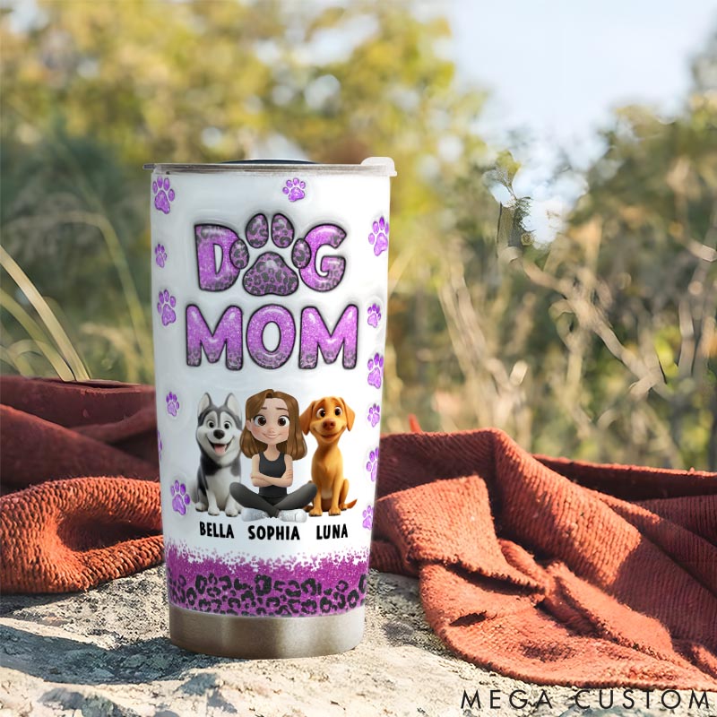 Personalized Dog Lover Dog Mom Leopard Version 20oz Tumbler