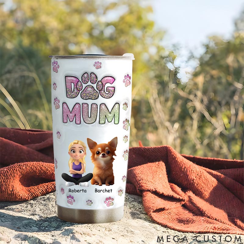 Personalized Dog Lover Dog Mom Lovely Chibi 20oz Tumbler