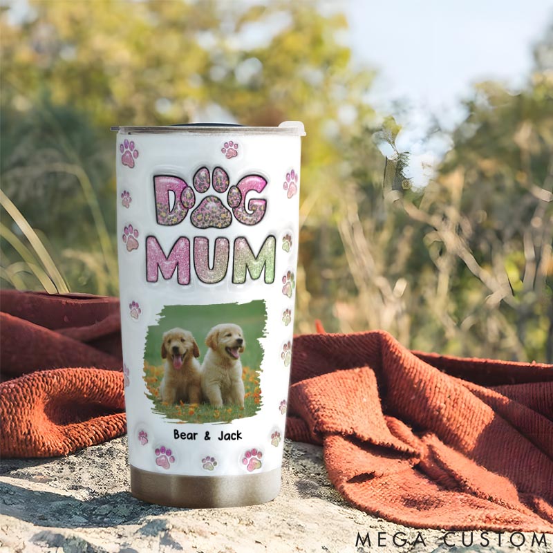 Personalized Dog Lover Dog Mom Lovely Chibi Version Photo 20oz Tumbler