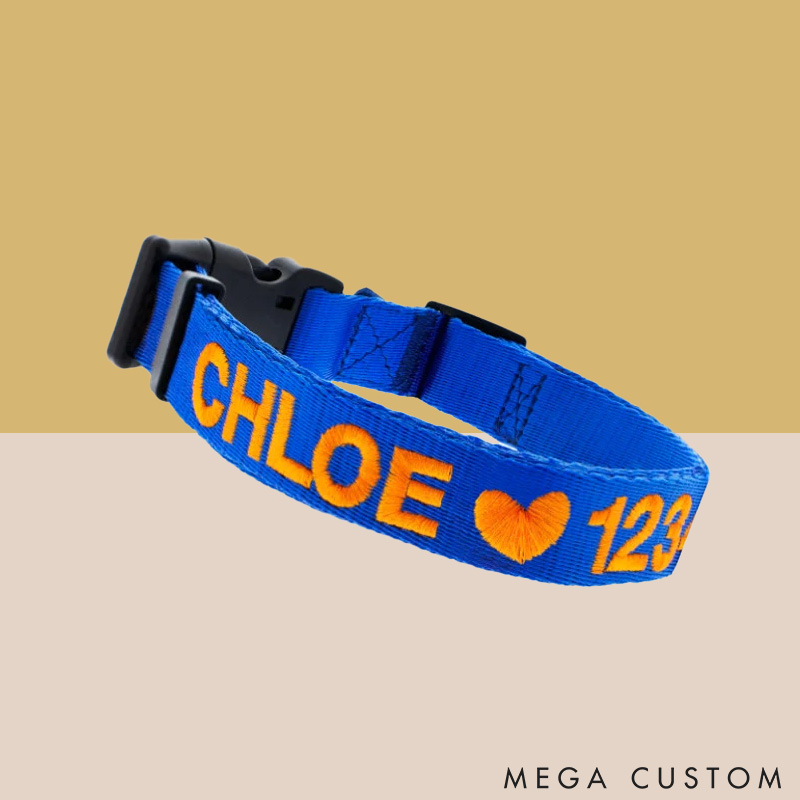 Personalized Dog Lover Dog Name and Phone Embroidered Dog Collar