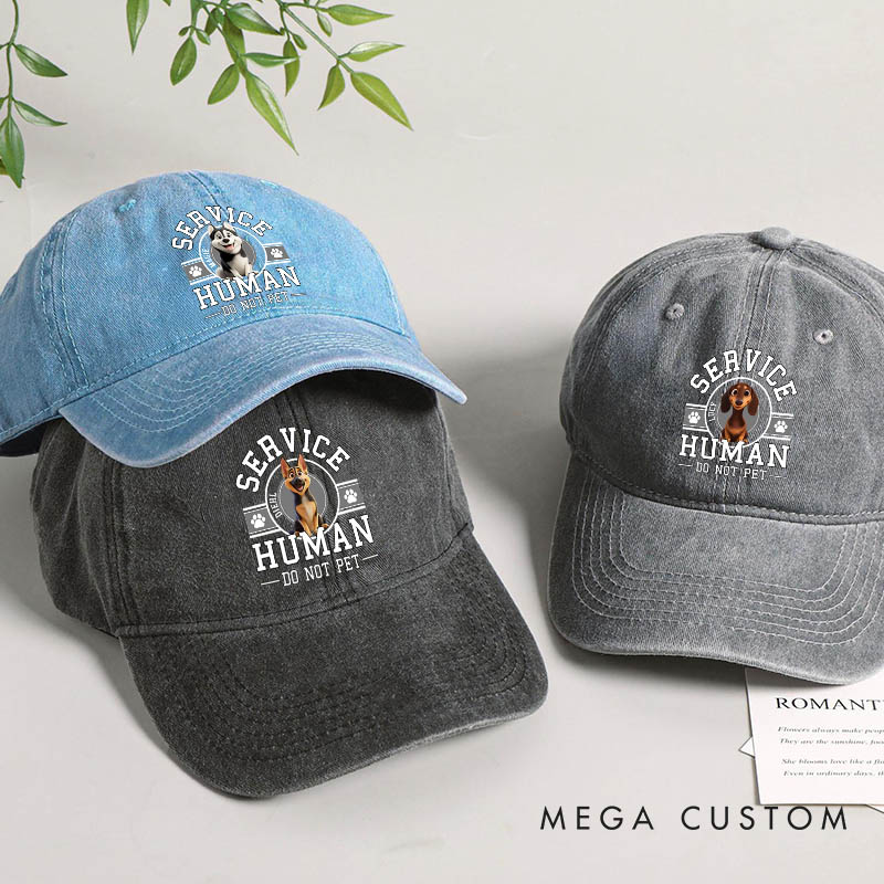 Personalized Dog Lover Service Human Cartoon Washed Cap