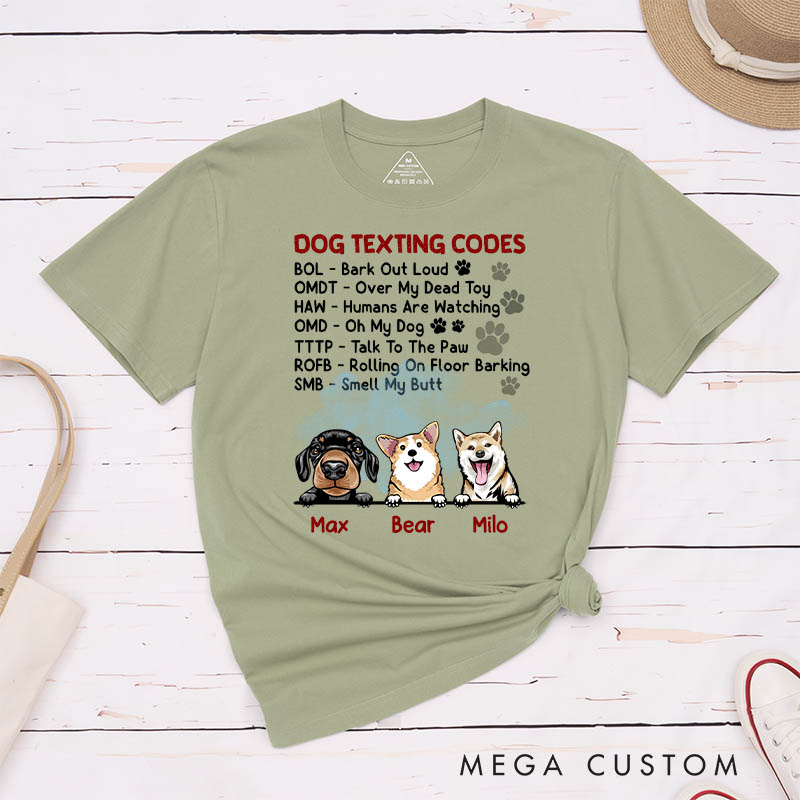 Personalized Dog Lover Dog Texting Codes T-Shirt