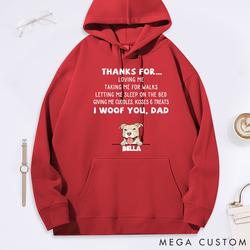 Personalized Dog Lover Dog Thanks for Dad Classic Hoodies