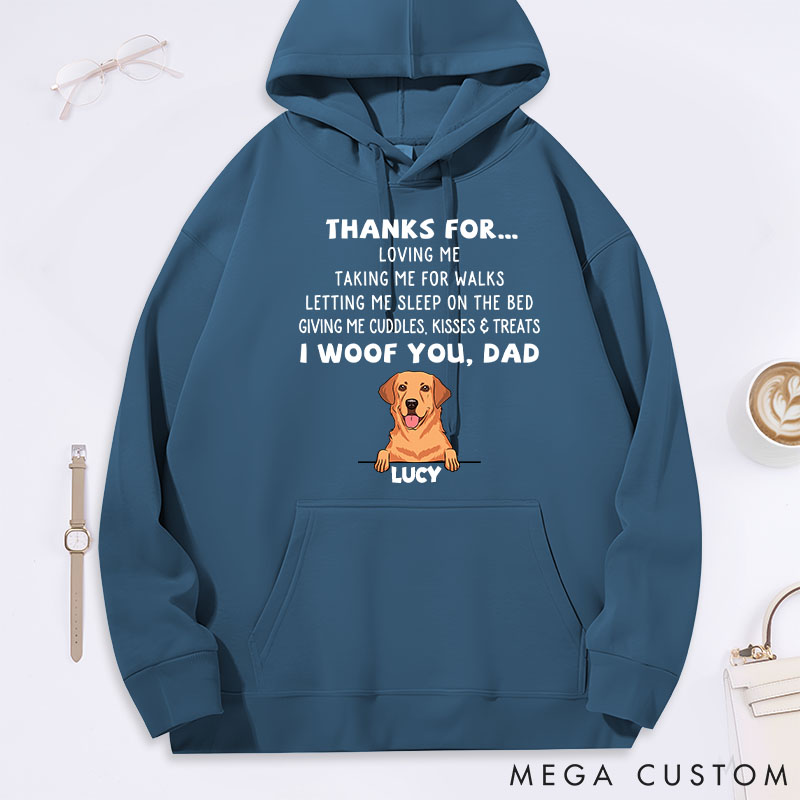 Personalized Dog Lover Dog Thanks for Dad Classic Hoodies
