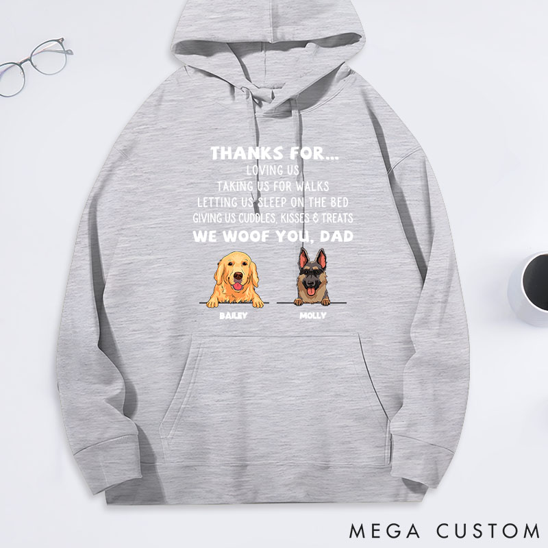 Personalized Dog Lover Dog Thanks for Dad Classic Hoodies
