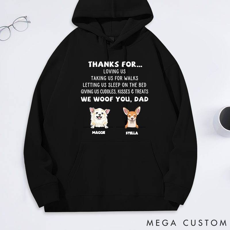 Personalized Dog Lover Dog Thanks for Dad Classic Hoodies