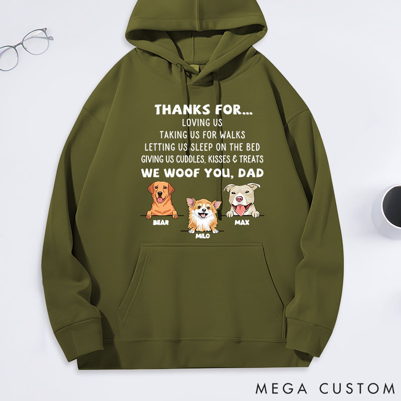 Personalized Dog Lover Dog Thanks for Dad Classic Hoodies