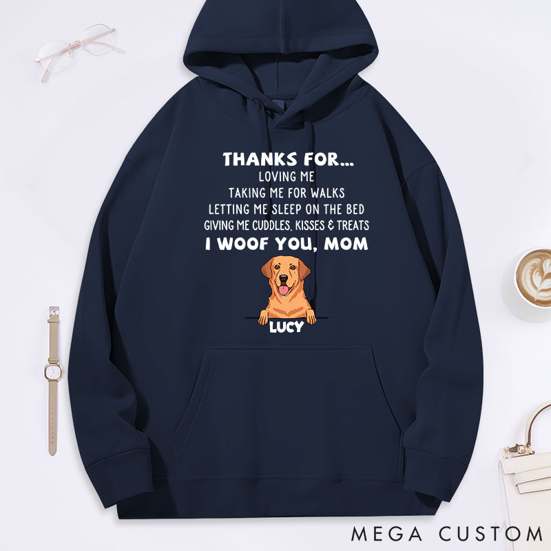 Personalized Dog Lover Dog Thanks for Mom Classic Hoodies