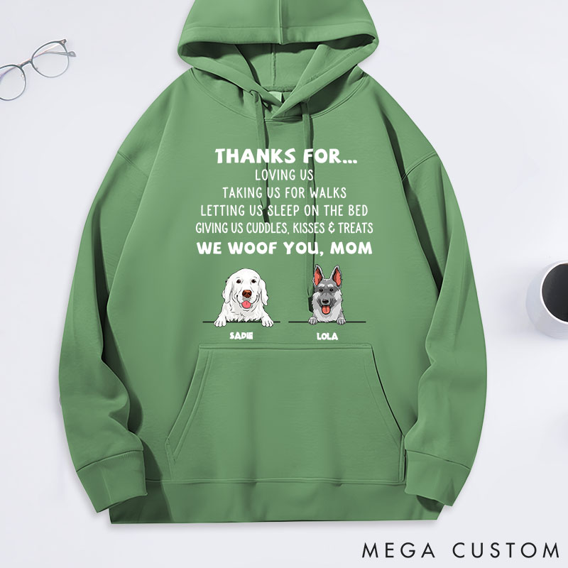 Personalized Dog Lover Dog Thanks for Mom Classic Hoodies