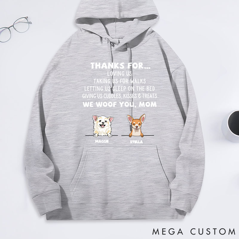 Personalized Dog Lover Dog Thanks for Mom Classic Hoodies