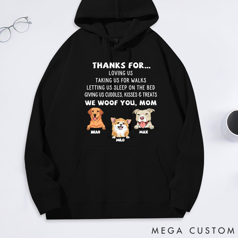 Personalized Dog Lover Dog Thanks for Mom Classic Hoodies