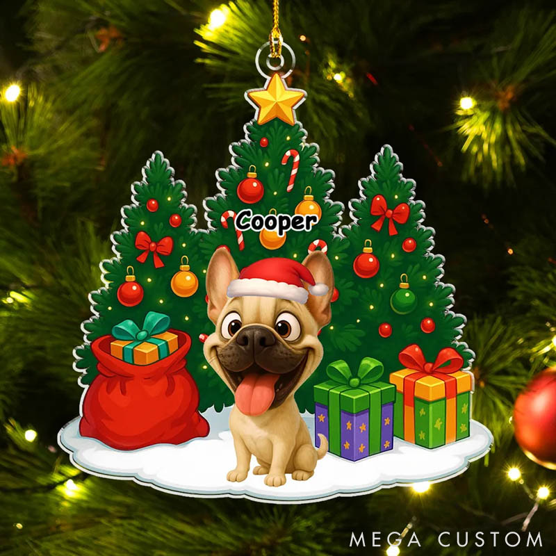 Personalized Dog Lover Dog Under Christmas Tree Ornament