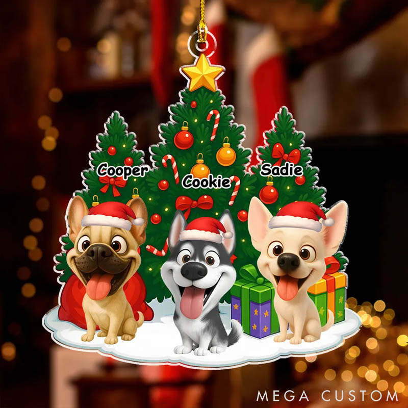 Personalized Dog Lover Dog Under Christmas Tree Ornament