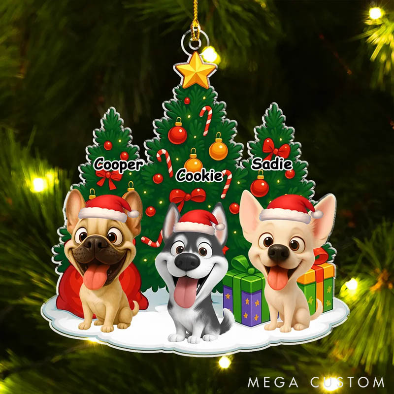 Personalized Dog Lover Dog Under Christmas Tree Ornament