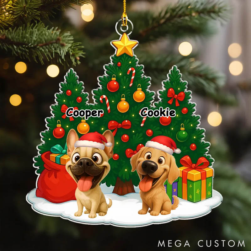 Personalized Dog Lover Dog Under Christmas Tree Ornament