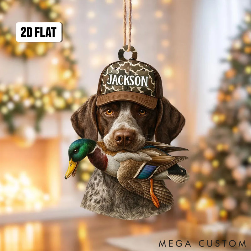 Personalized Dog Lover Duck Hunting Flat Christmas Ornament