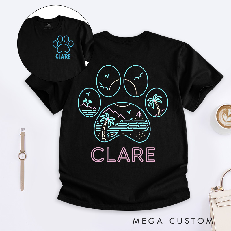 Personalized Pet Lover Neon Beach T-Shirt