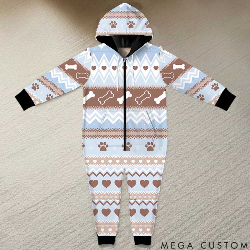 Personalized Dog Lover Fair Isle Print Adult Onesie