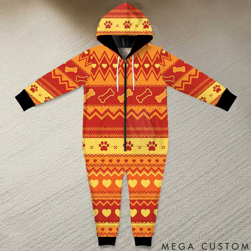 Personalized Dog Lover Fair Isle Print Adult Onesie