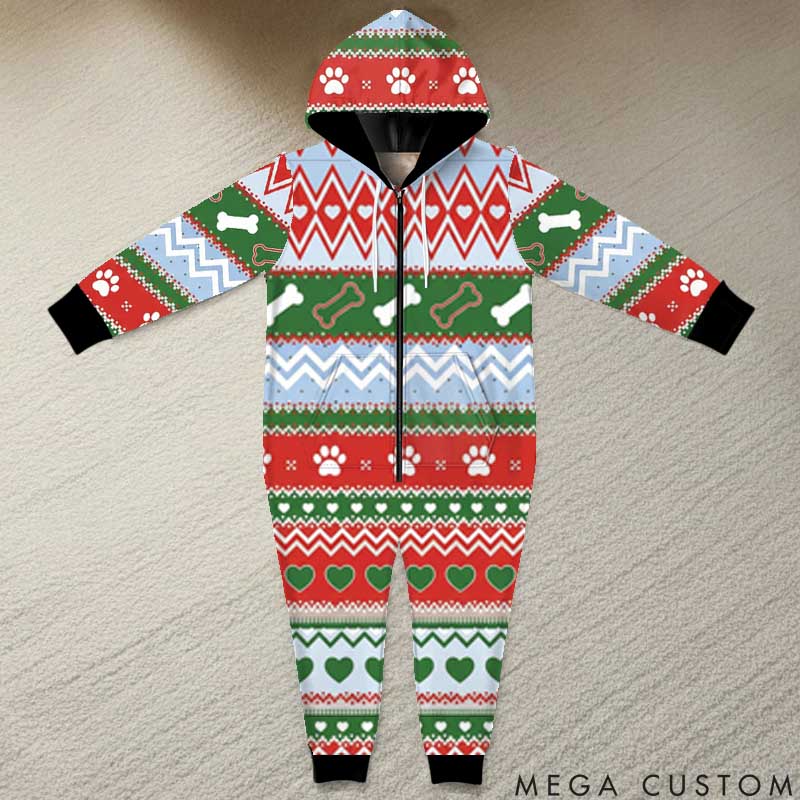 Personalized Dog Lover Fair Isle Print Adult Onesie