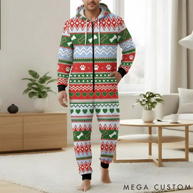 Personalized Dog Lover Fair Isle Print Adult Onesie