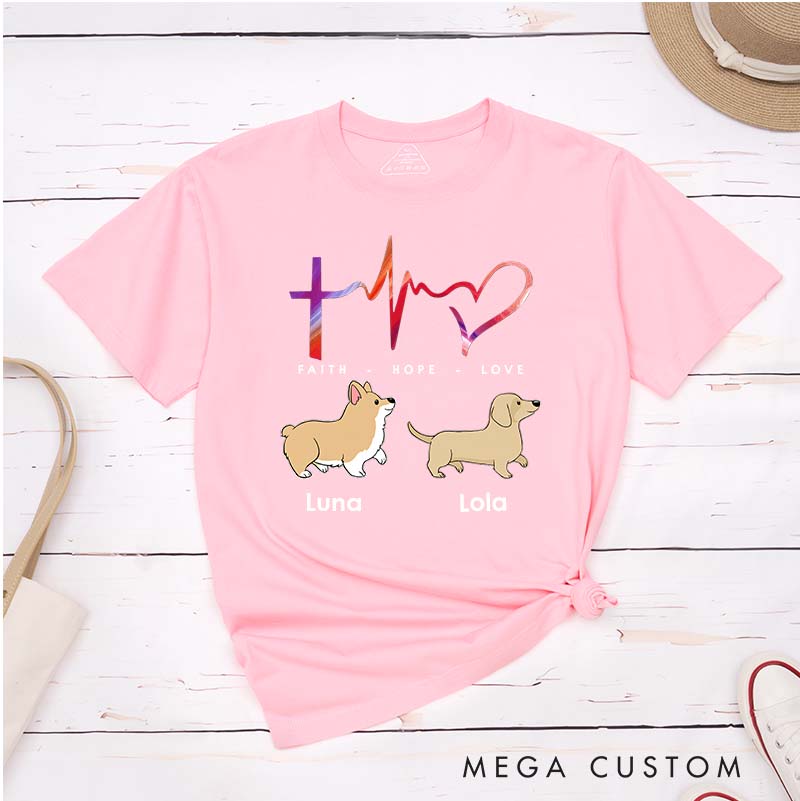 Personalized Dog Lover Faith Hope And Love T-Shirt
