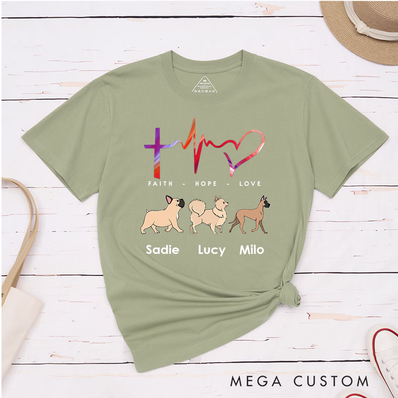 Personalized Dog Lover Faith Hope And Love T-Shirt