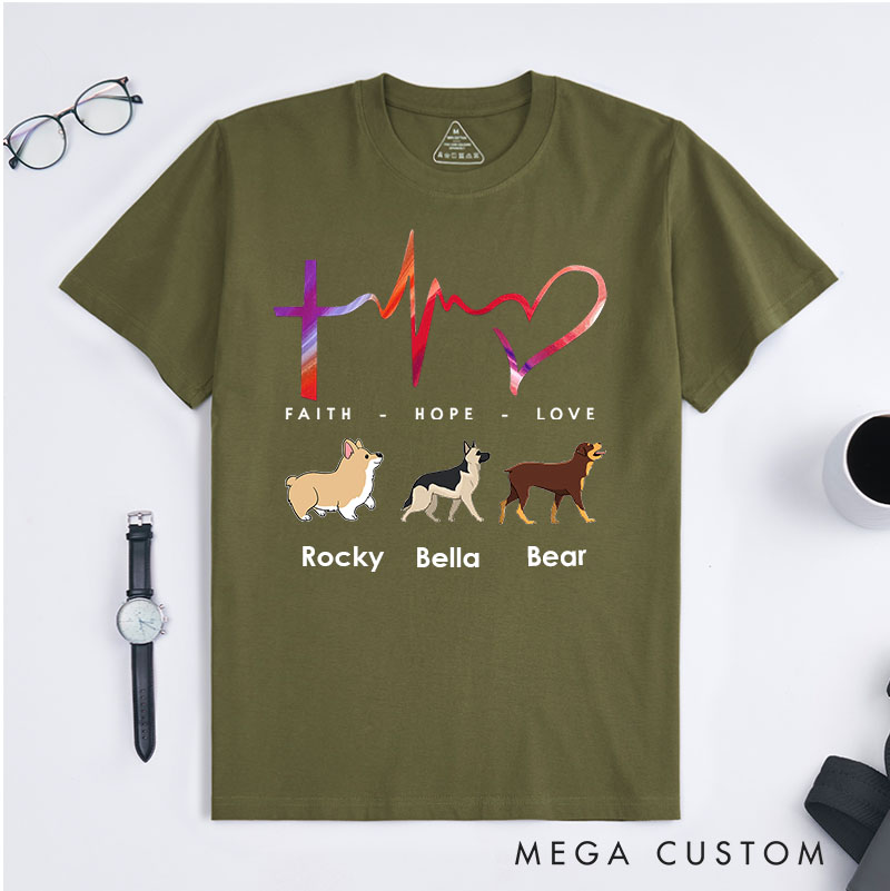 Personalized Dog Lover Faith Hope And Love T-Shirt