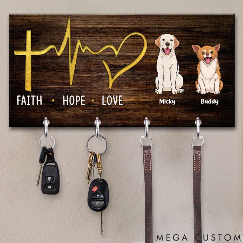 Personalized Dog Lover Faith Hope Love Key Holders