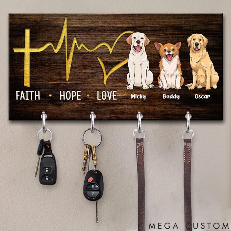 Personalized Dog Lover Faith Hope Love Key Holders