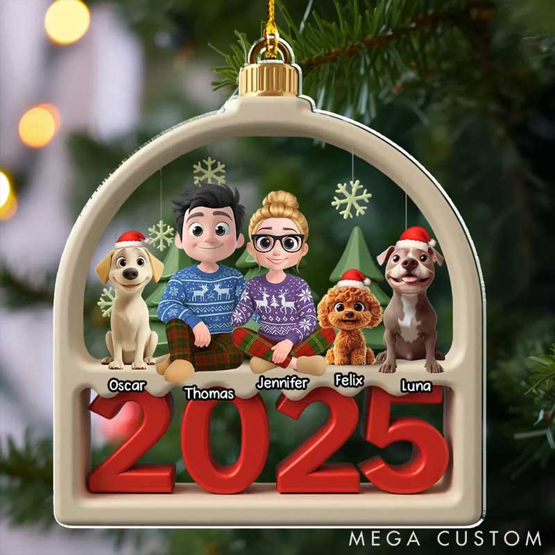 Personalized Dog Lover Family Furry and Paws Christmas Ornament