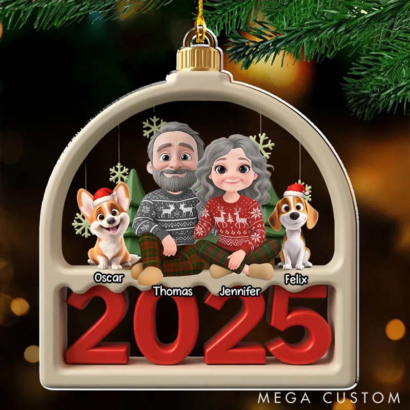 Personalized Dog Lover Family Furry and Paws Christmas Ornament