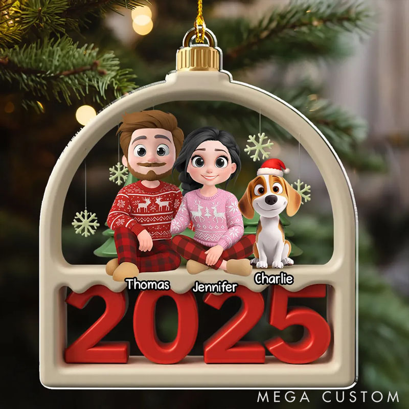 Personalized Dog Lover Family Furry and Paws Christmas Ornament